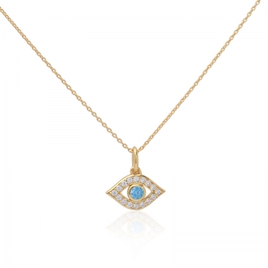 Blue Evil Eye Necklace 18K Gold Plated