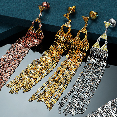 tassel linear drop earring in sterling silver