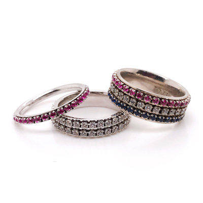 sapphire and diamond band in 18k gold