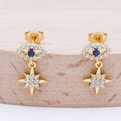 evil eye earring 14k ggold plated