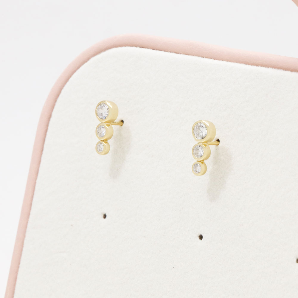 zircon stud earrings gold color
