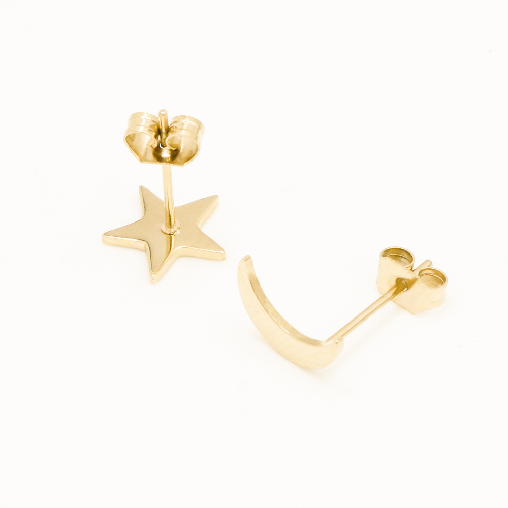 mismatched moon and star earrings silver