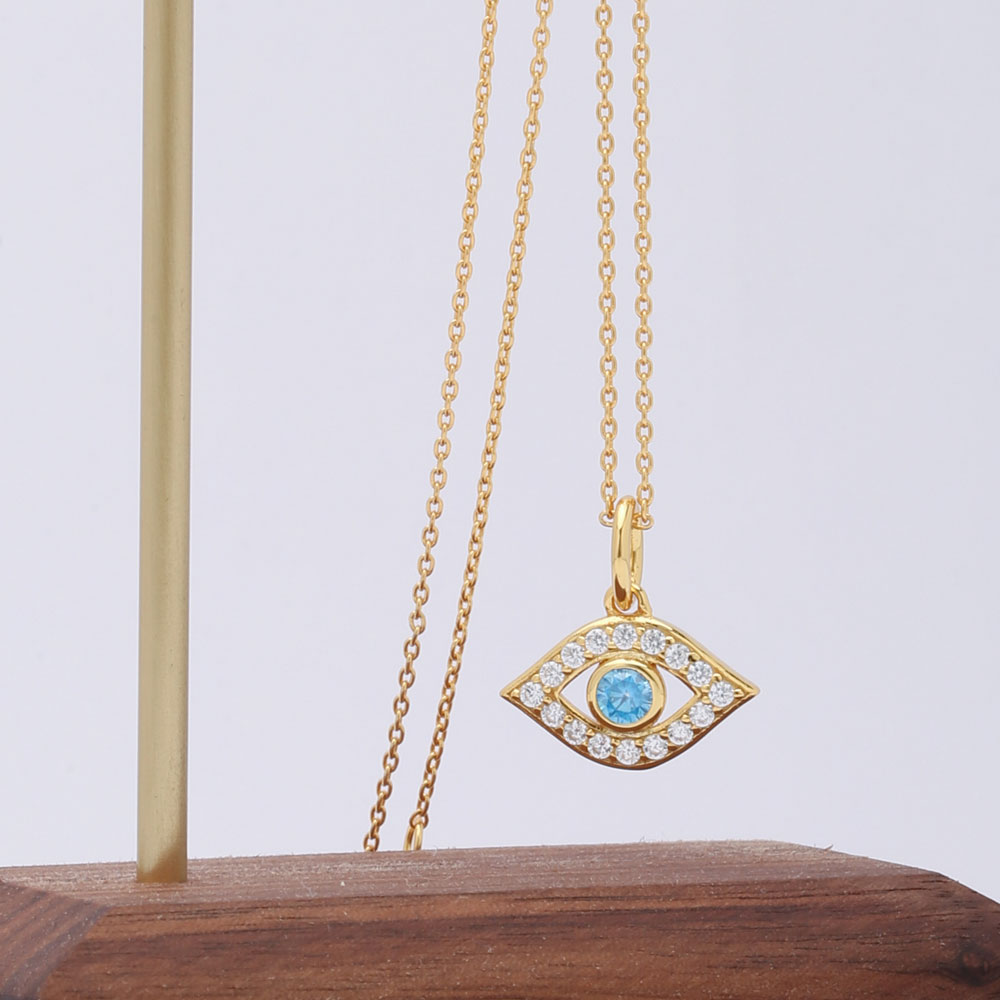 Blue Evil Eye Necklace 18K Gold Plated