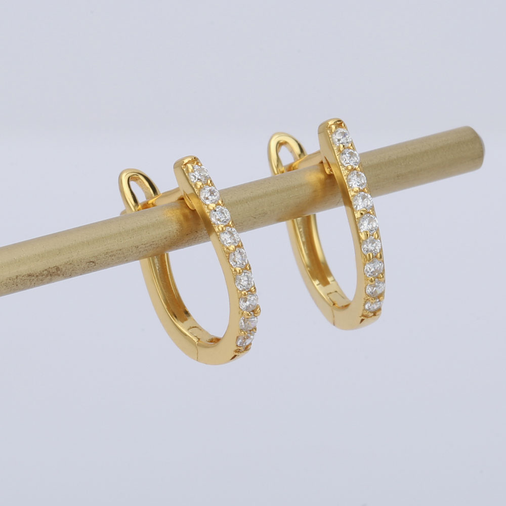 CZ Sterling Silver Huggie Hoop Earrings