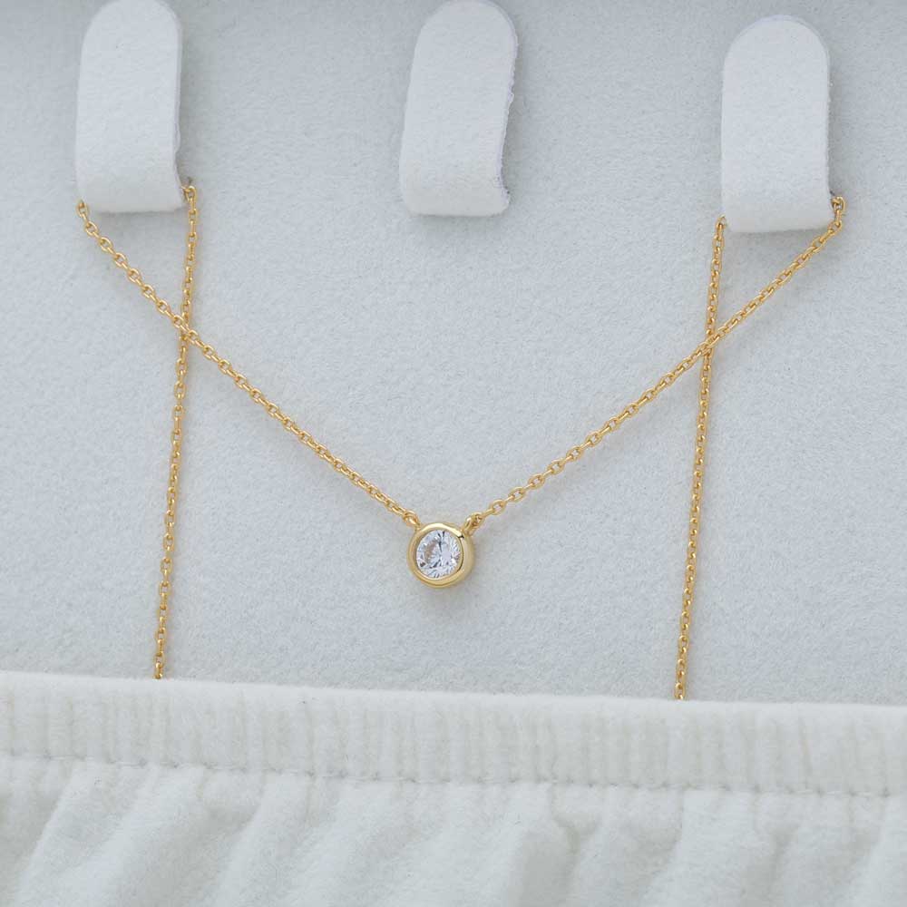  4A Cubic Zircon Stone Necklace Silver