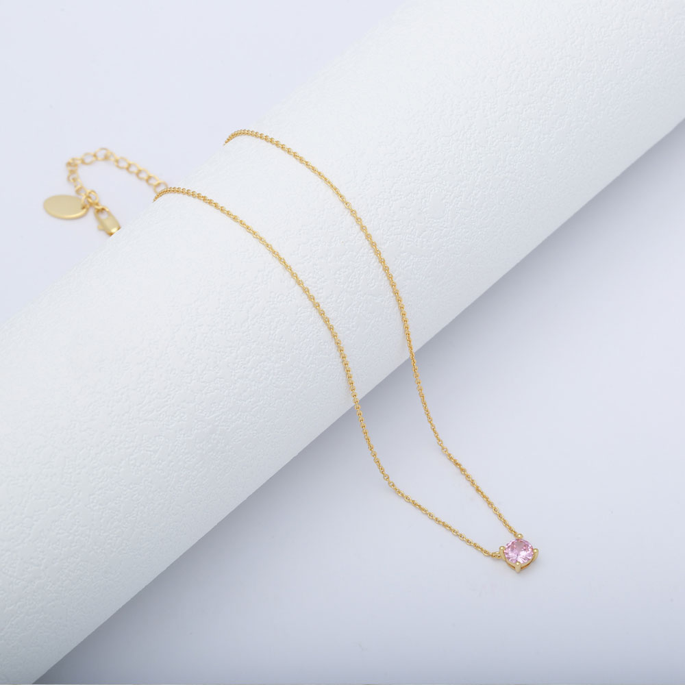 silver zircon stone necklace