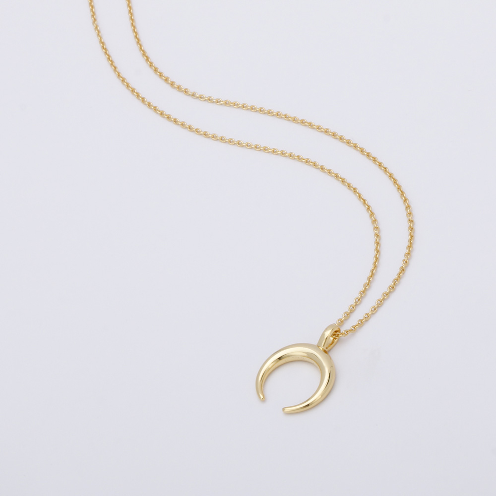 Half Moon Pendant Necklace 18K Yellow Gold Plated