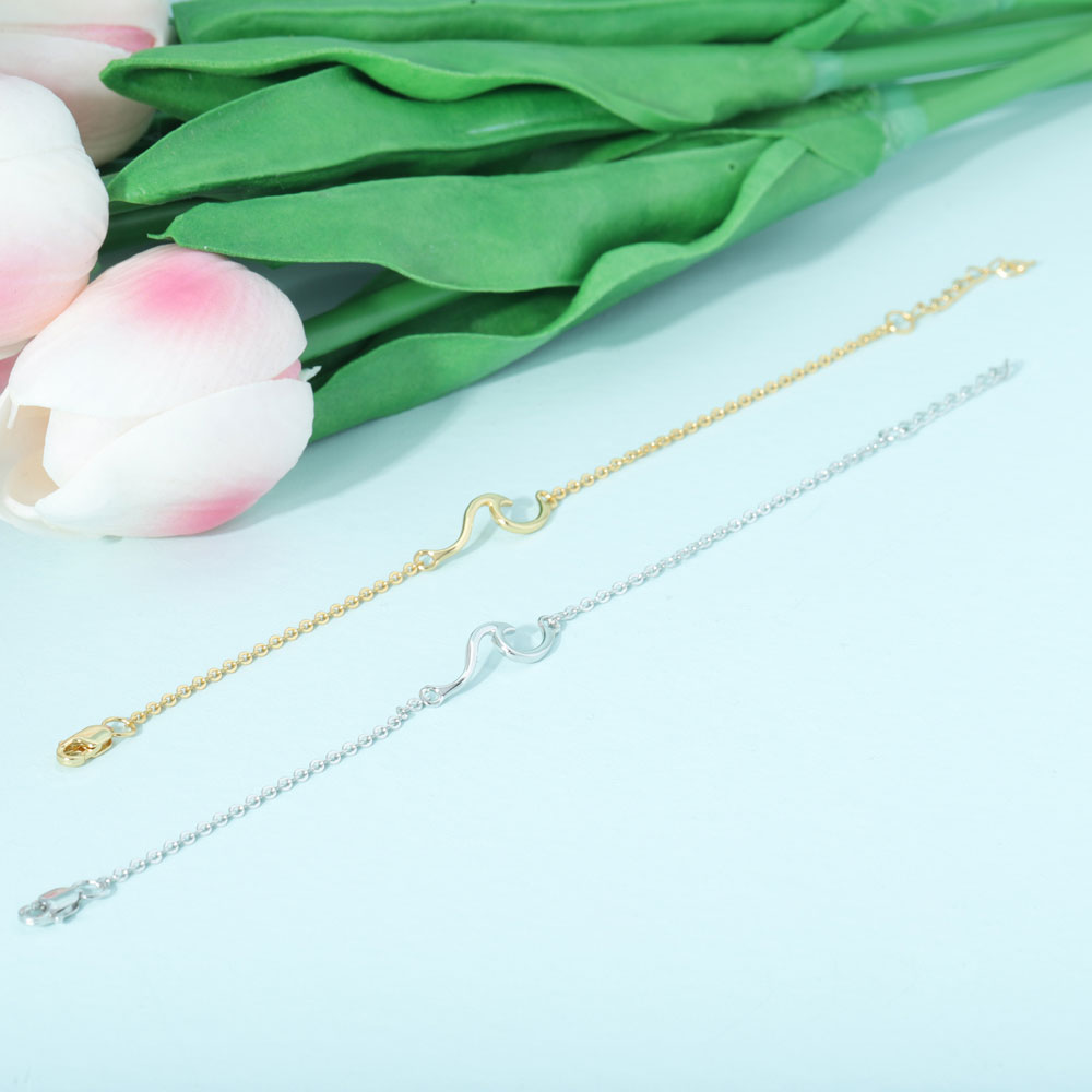 wave sterling silver bracelet for women