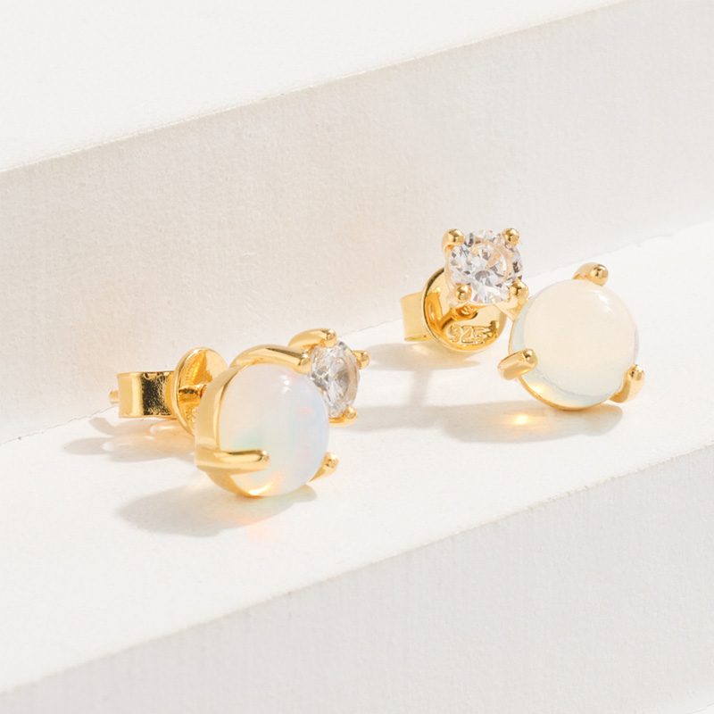 Moonstone Studs Gold Vermeil