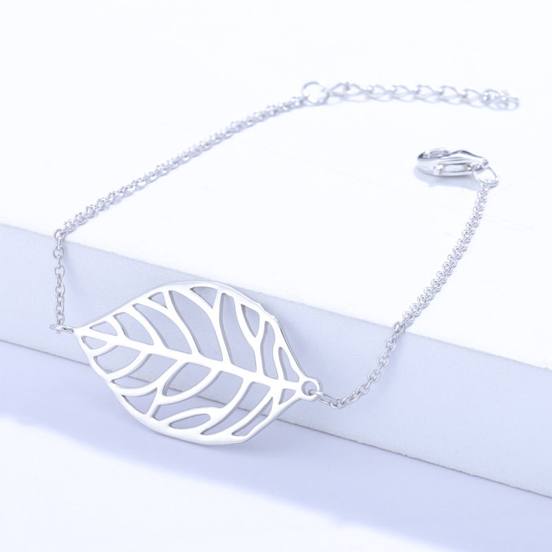 sterling silver leaf bracelet