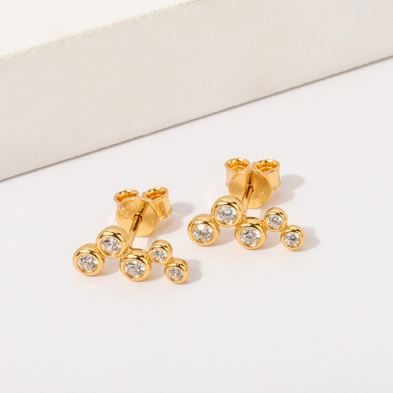 zircon stone ear stud gold vermeil
