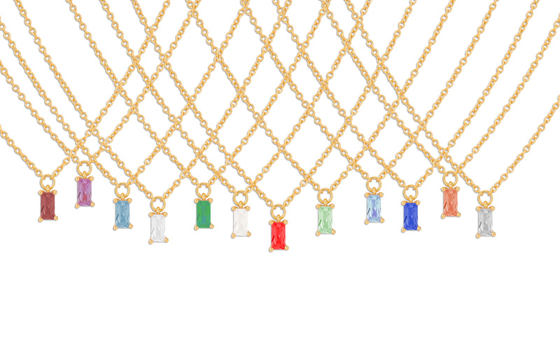 custom baguette pendant necklace silver