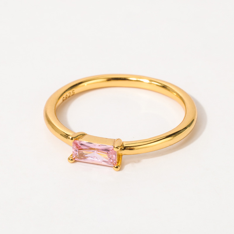 sterling silver baguette ring rose zircon