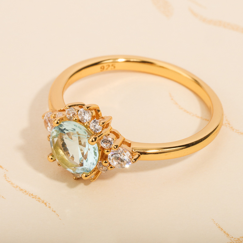 silver blue zircon ring for women
