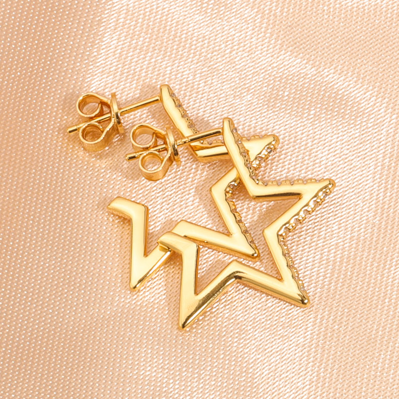 star drop earrings silver pave zircon