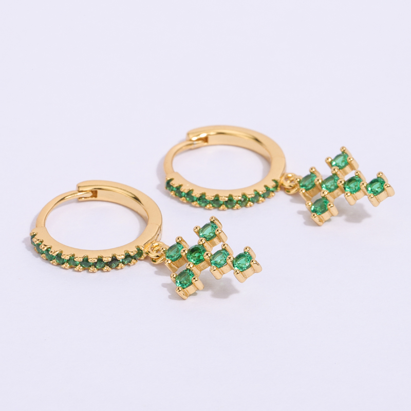 cross dangle huggie hoop earrings