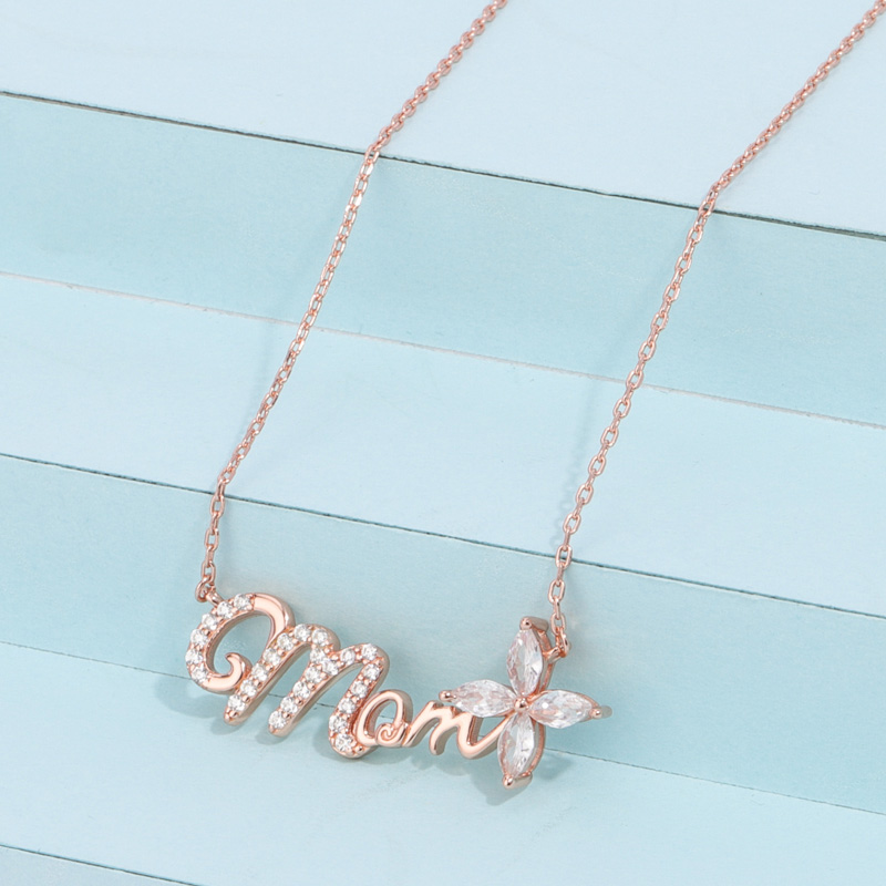 dainty mom necklaces 18k rose gold