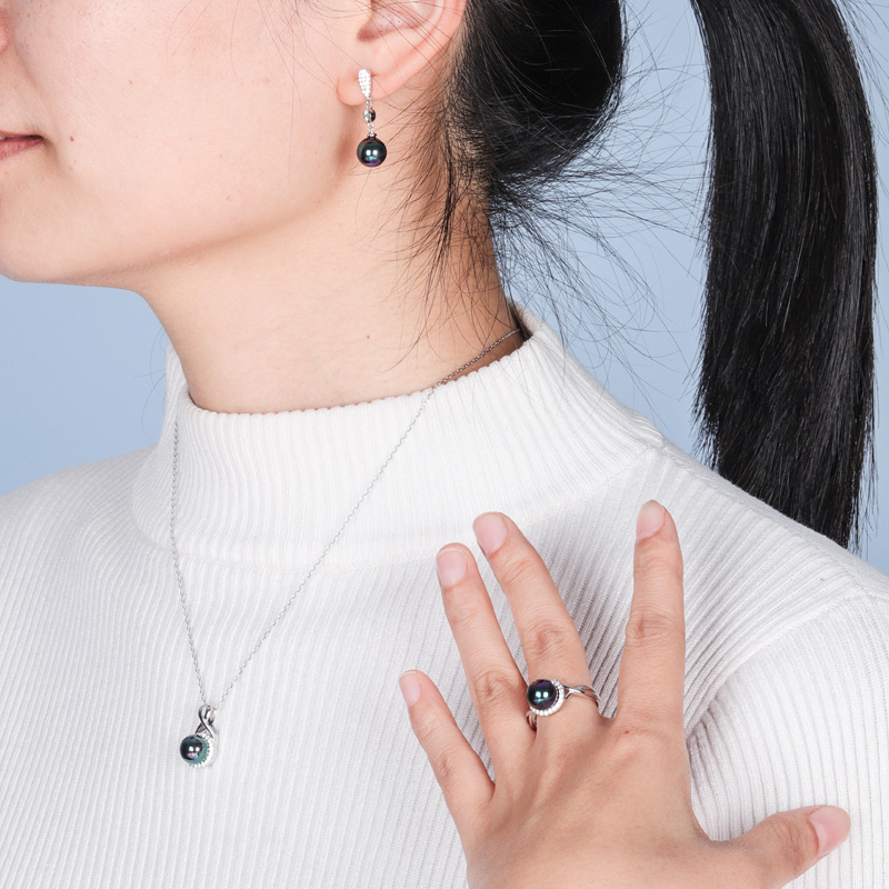 infinity pearl engagement ring silver