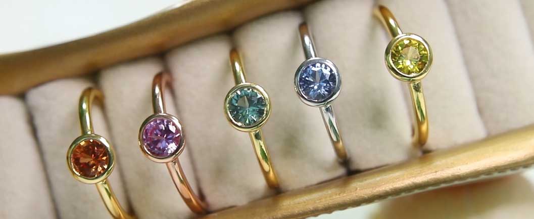 round bezel set engagement ring