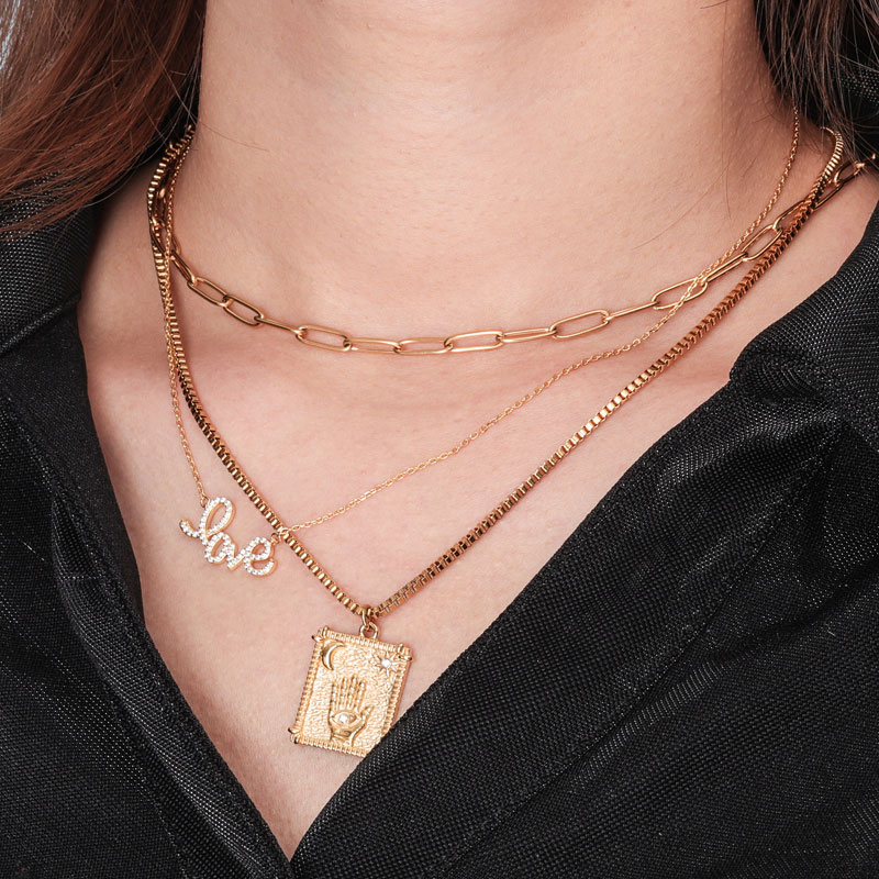 gold plated love pendant chain