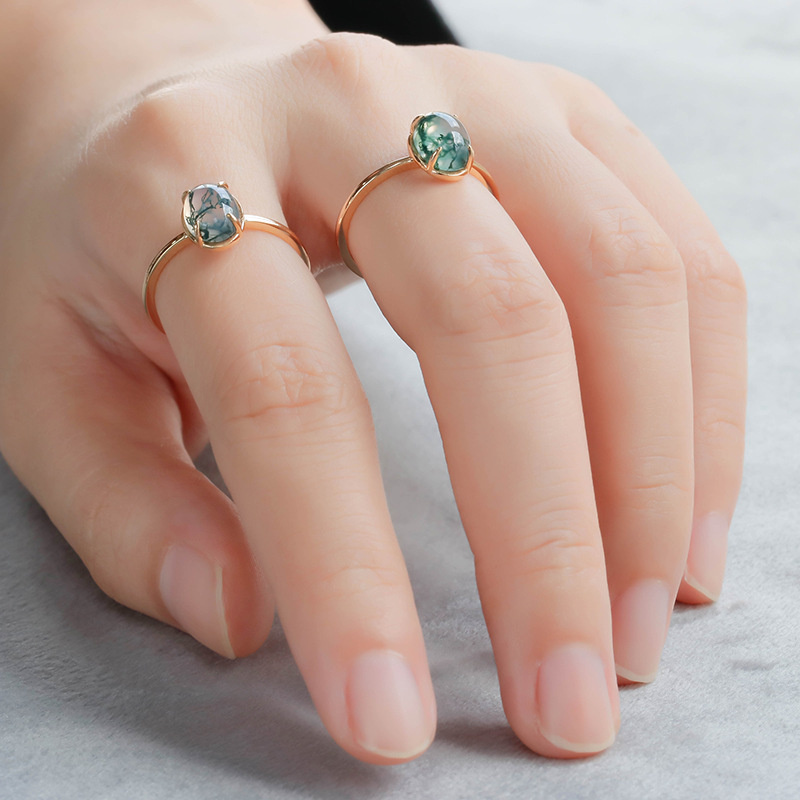 moss agate ring silver