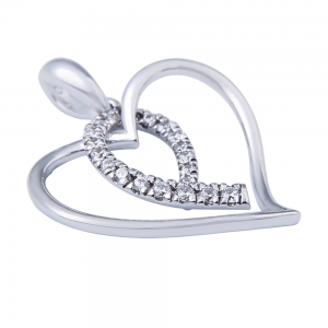 Rhodium Plated Heart Pendant Necklace