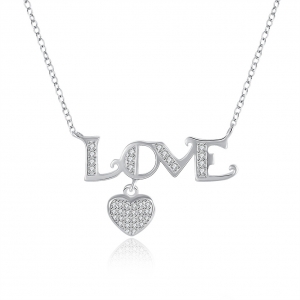 White gold love heart necklace