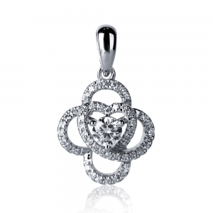 Stylish Flower Sterling Silver Necklace Pendant