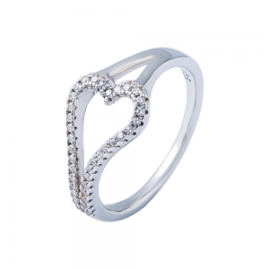 women heart shape silver ring