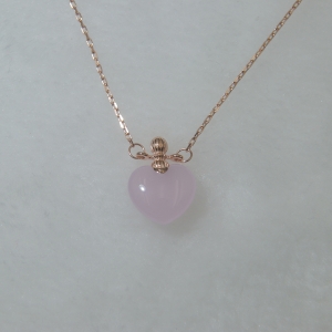 Rose quartz silver chain necklace