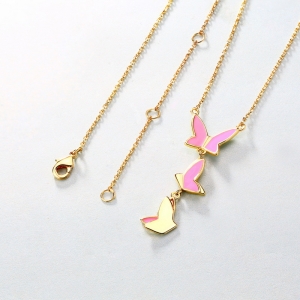 Silver Enamel Butterfly Necklace