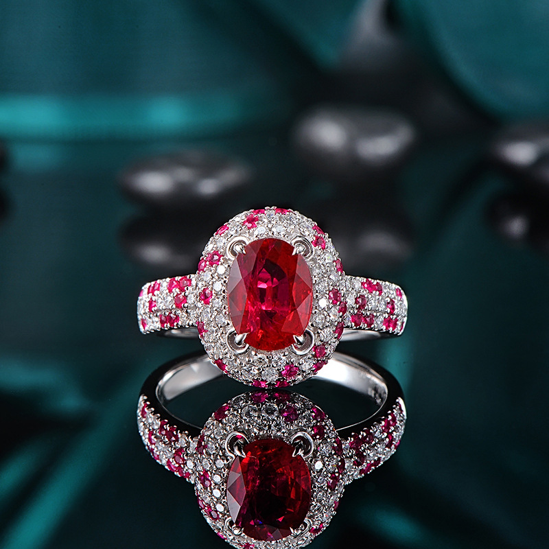 Pigeon Blood Red Ruby .45ct (rare) and Diamond Ring set in 18k White G –  Treasures in Demand