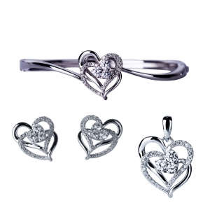 Sterling Silver Heart  Jewelry Set