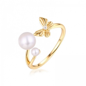 Yellow Butterfly Silver Ring