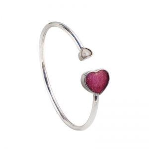 Heart Silver Open Bangle