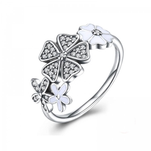 Ladies' AAA CZ flower ring