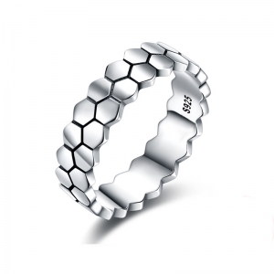 925 Silver Cluster Ring with Hexagon Shape