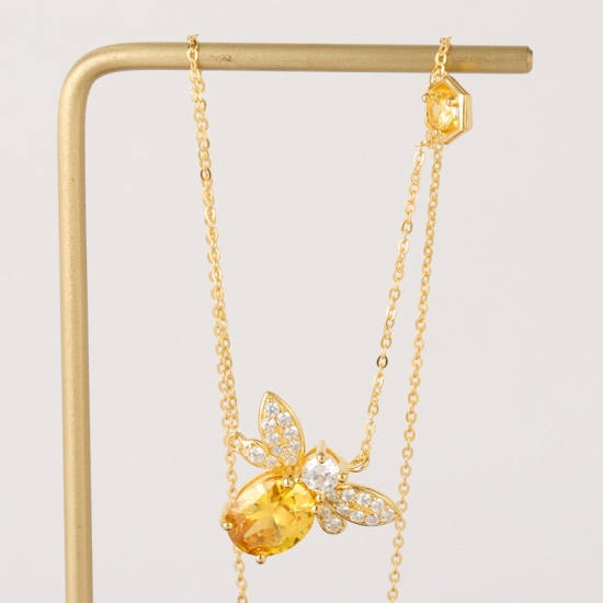 Citrine Dainty Bee Necklace