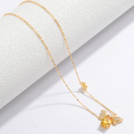 Citrine Dainty Bee Necklace