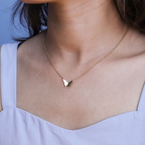 Yellow Butterfly Necklace Gold Vermeil