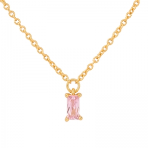 Tiny Baguette Crystal Pendant Necklace