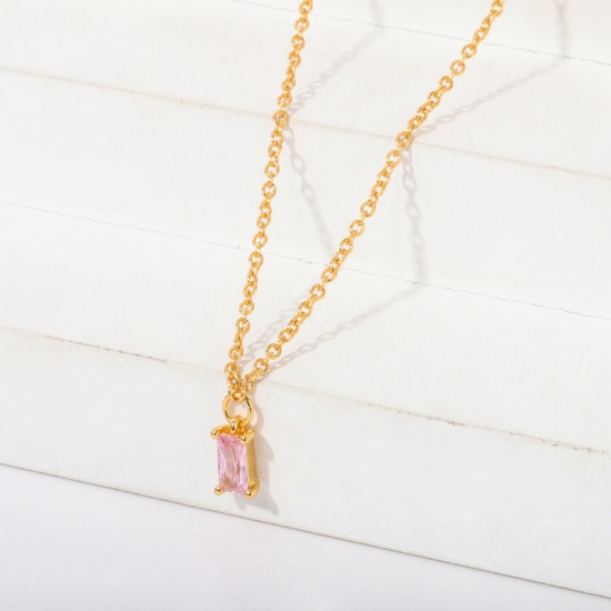 Tiny Baguette Crystal Pendant Necklace