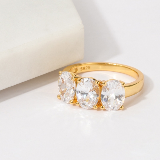Oval Gemstone Ring Gold Vermeil