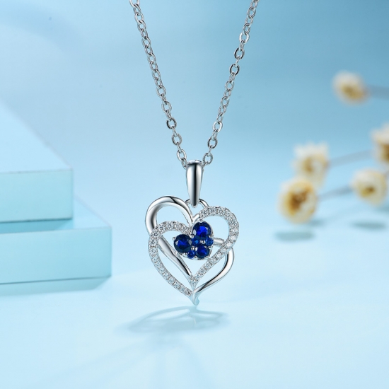 Valentine Jewelry Double Heart Chain Necklace