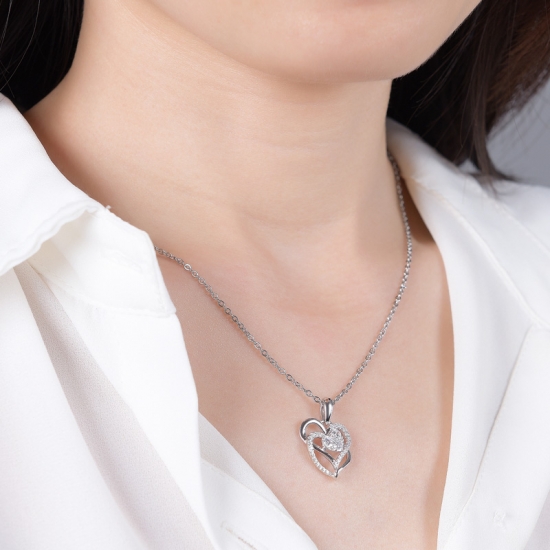 Valentine Jewelry Double Heart Chain Necklace