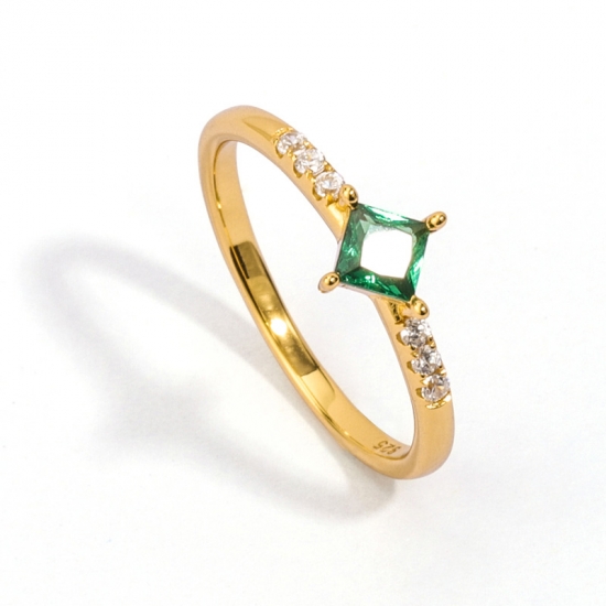 Princess Cut Green Zircon Ring