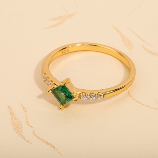 Princess Cut Green Zircon Ring