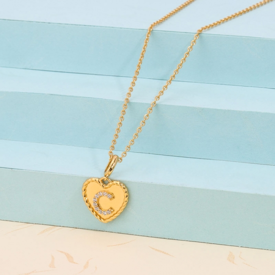 Custom Heart And Initial Necklace