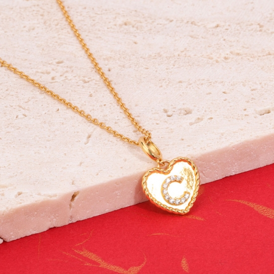 Custom Heart And Initial Necklace