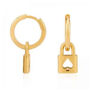 Spade Padlock Huggie Earrings Sterling Silver